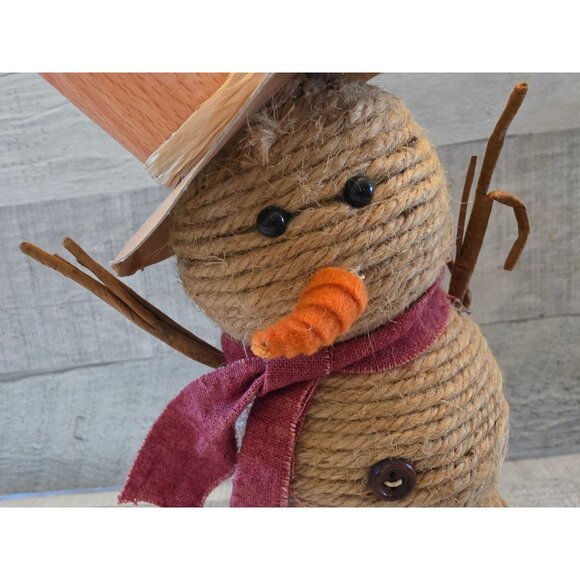 Grassland RoadsTwine Snowman Decor With Button Accents Felt Scarf & Paper Hat - Picture 4 of 8